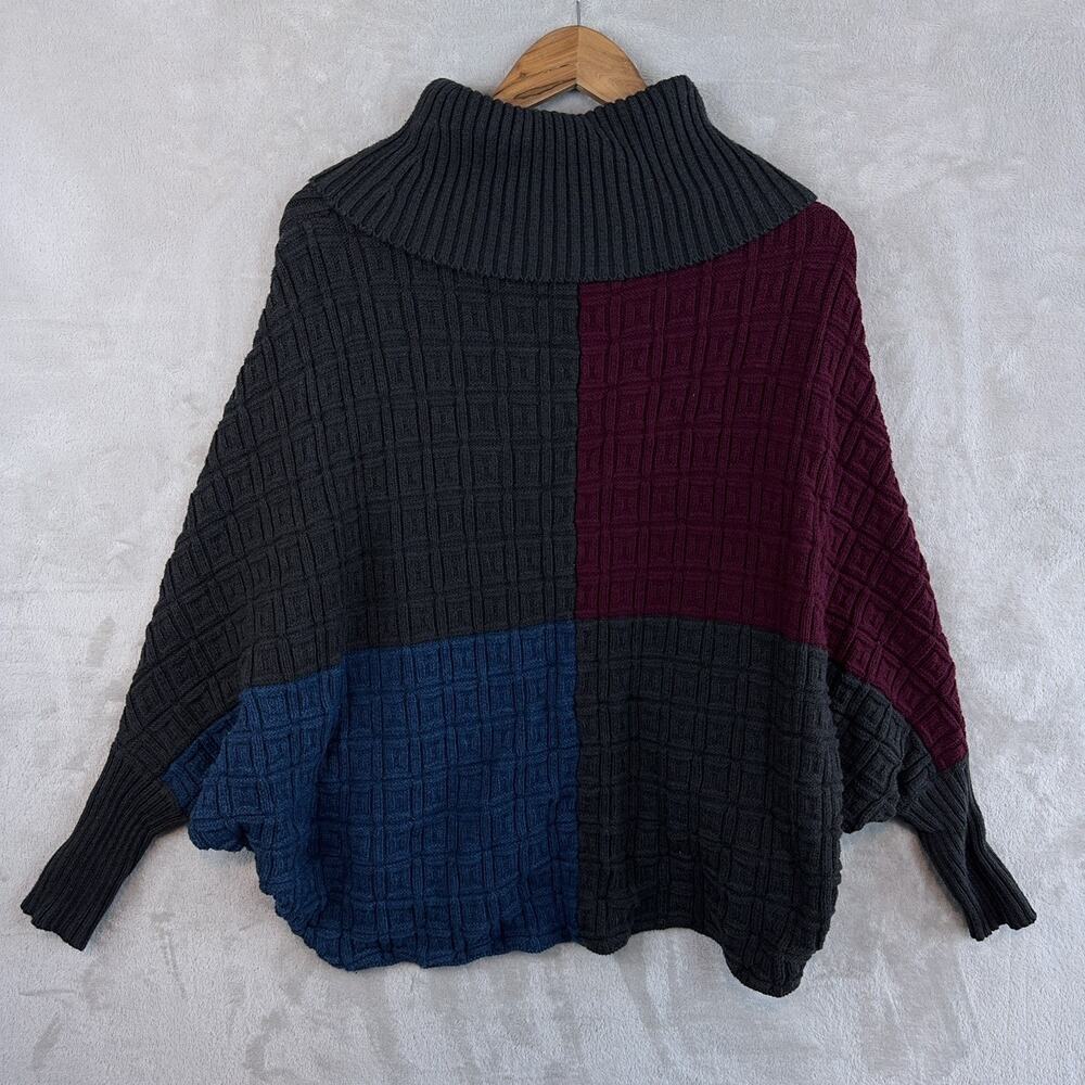 Pure Knits By Neon Buddha Sweater Women's M Asymmetric Colorblock Oversized Cozy